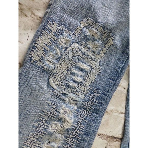 XRay Jeans Denim Women's Size 25 25x31 Destroyed Distressed Blue Boot Cut - Picture 3 of 9